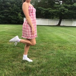 Pink & White checkered babydoll dress